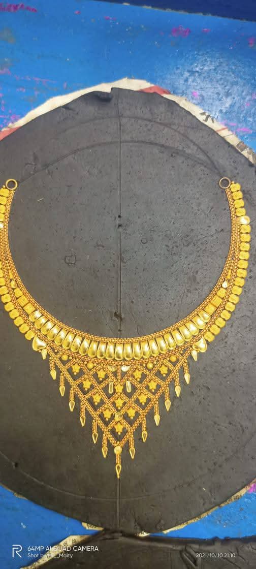 Luxury Red & Gold Bridal Necklace Set with Earrings