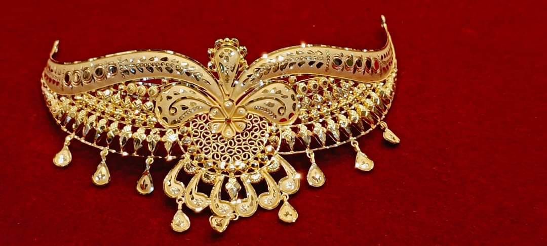 Luxury Red & Gold Bridal Necklace Set with Earrings