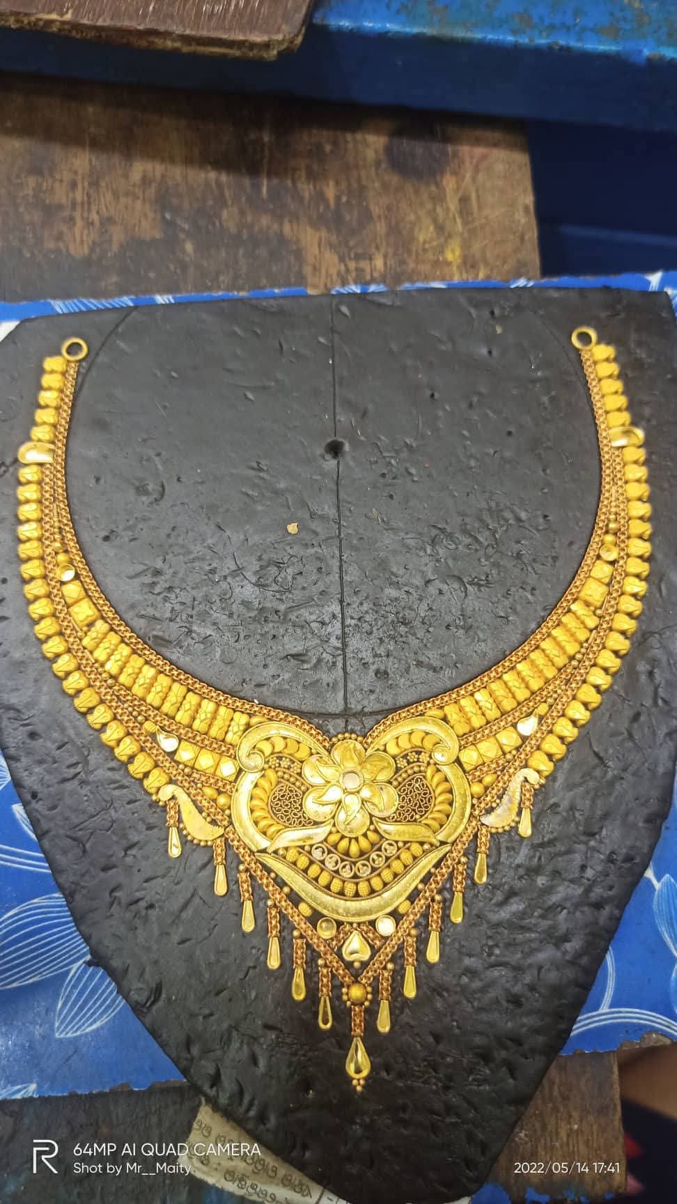 Luxury Red & Gold Bridal Necklace Set with Earrings